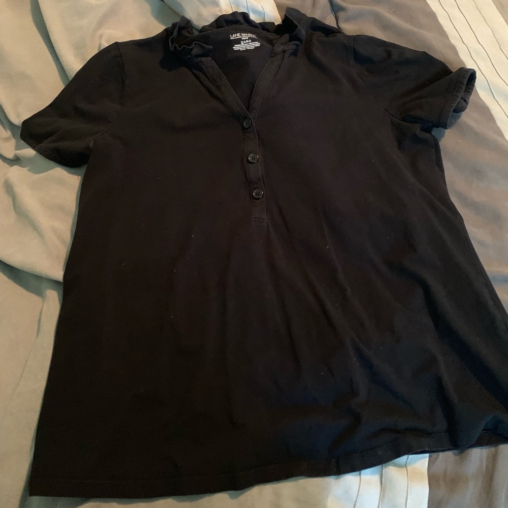 Lane Bryant Ruffled Neck Polo Shirt